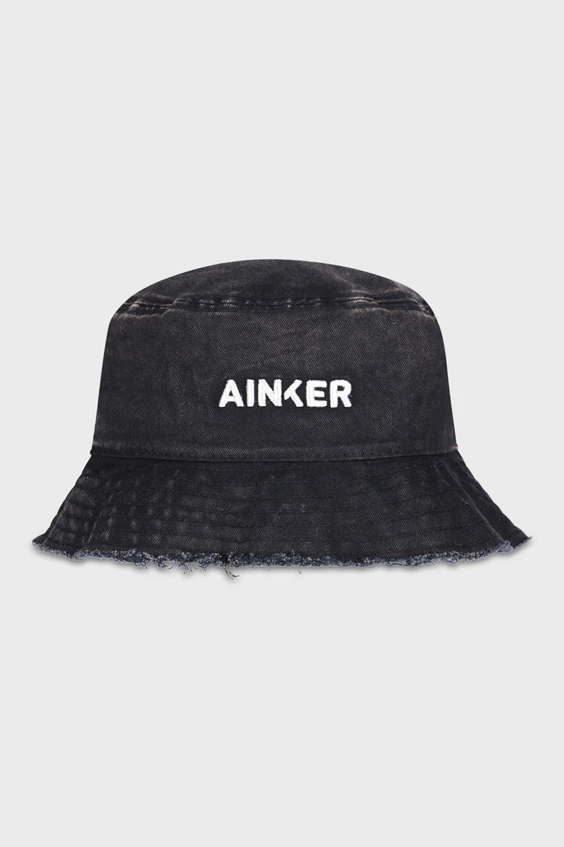 867 Wash Black Cotton Bucket Hat