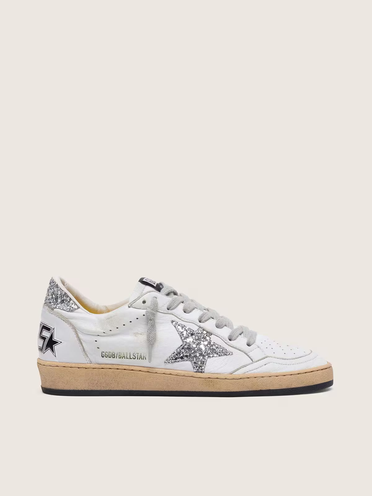 Women's Ball Star in nappa with silver glitter star and heel tab