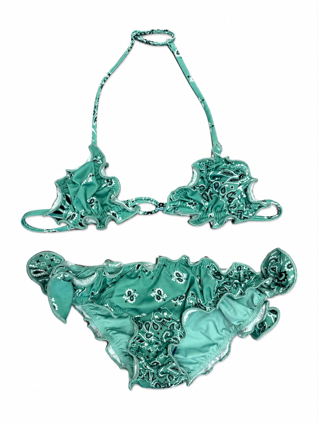 Green bandana-print swimsuit