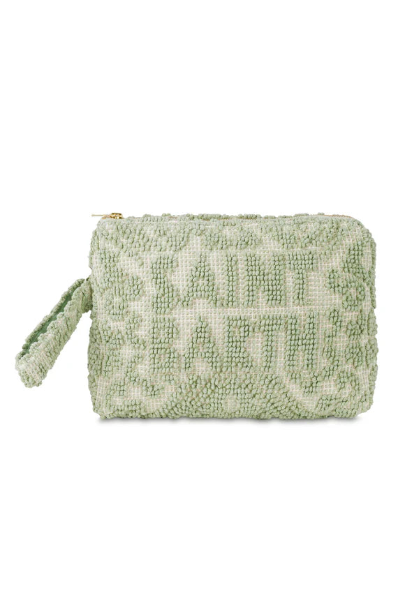 Aline Pouch with Tufting Embroidery Sage